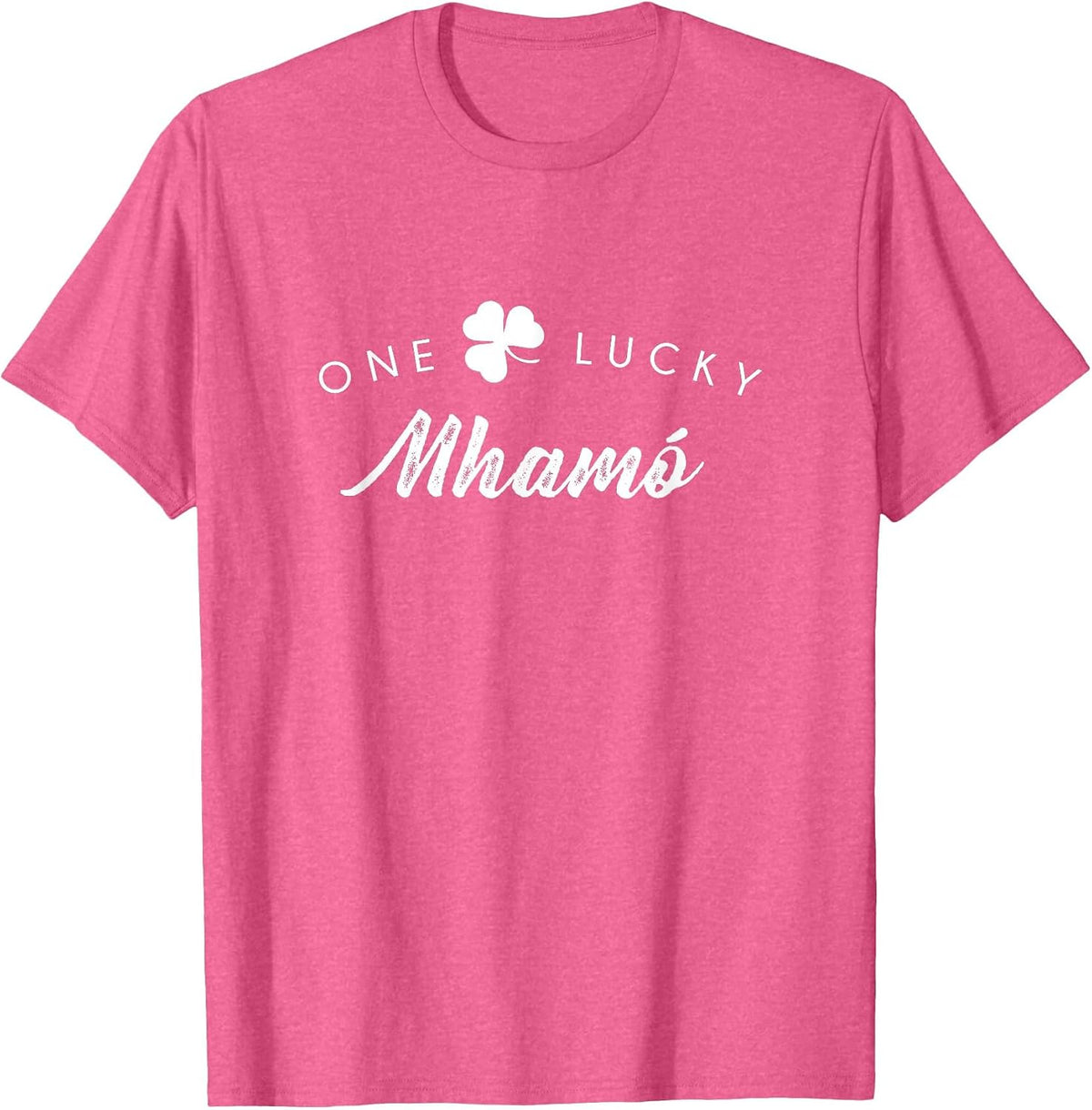One Lucky Mhamo Shirt, Cute St. Patrick's Day Shamrock Gift T-Shirt - Pink Heather