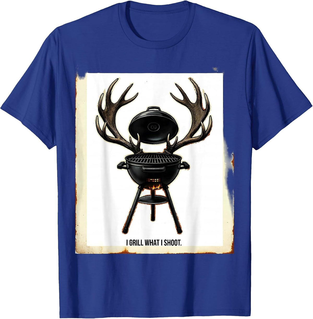 I Grill What I Shoot Funny Deer Hunting Camo Dad Humor T-Shirt - Royal Blue
