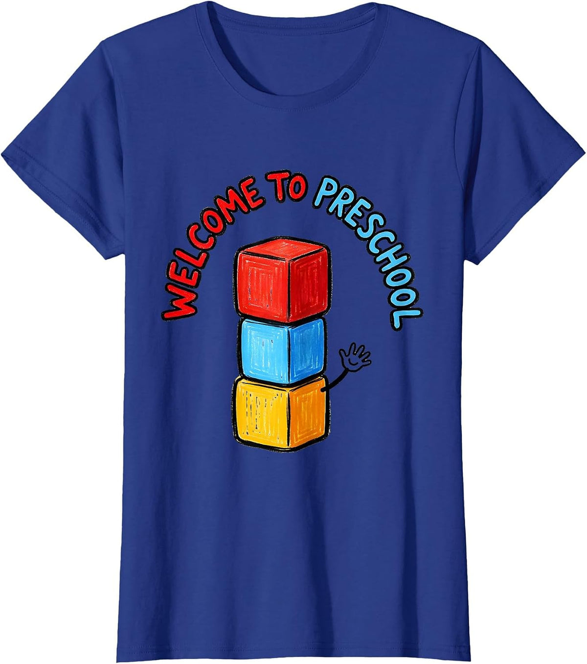 Women's Welcome To Preschool Naive Kidcore Teacher Appreciation Gift T-Shirt - Royal Blue