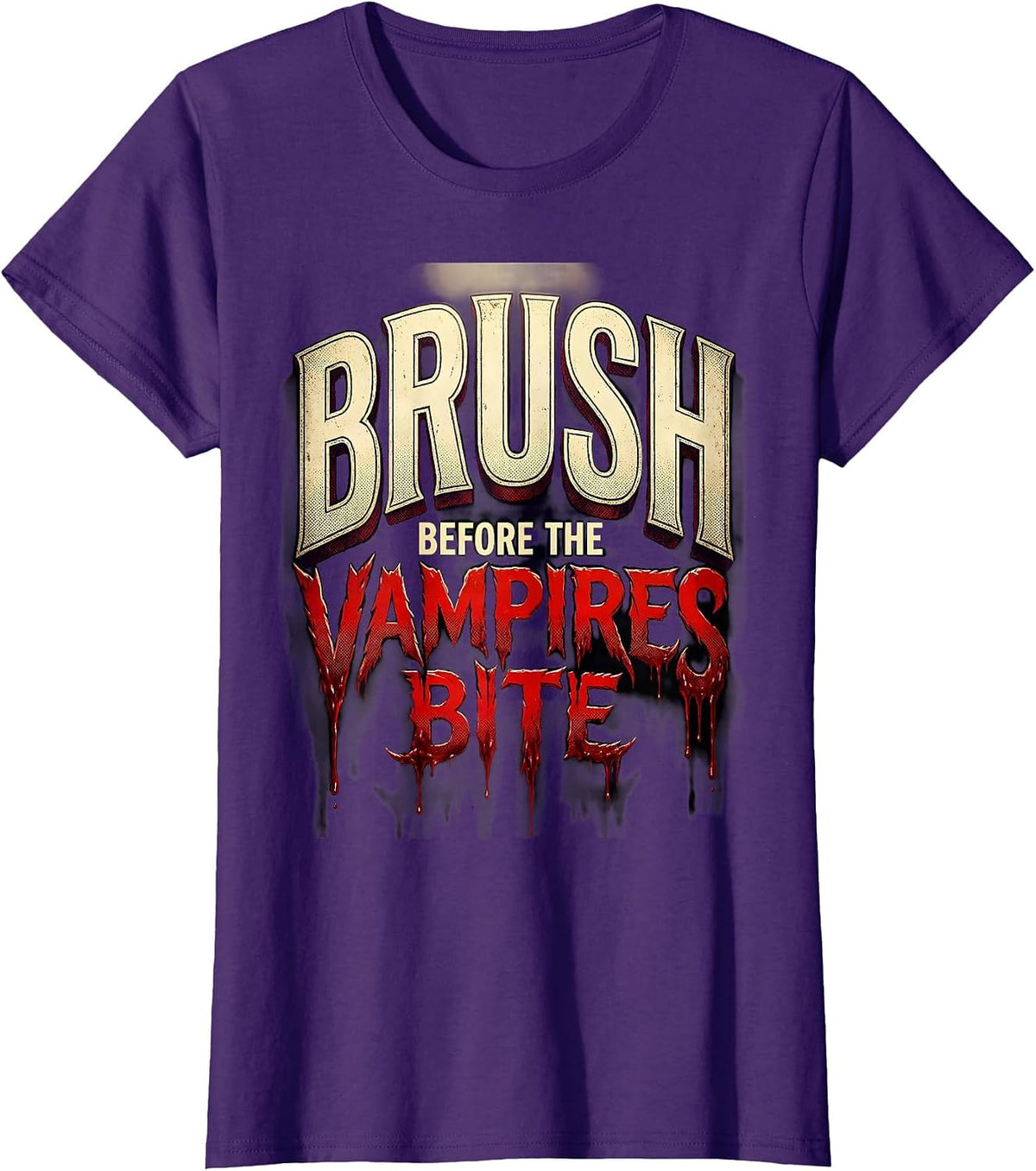 Women's Brush Before the Vampires Bite Halloween Dental T-Shirt - Purple