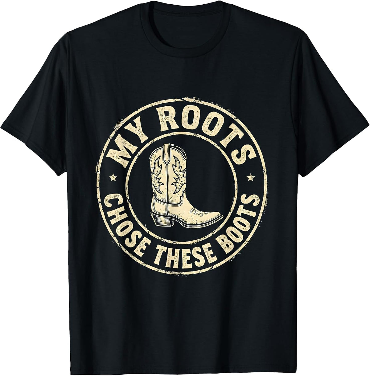 Men's My Roots Chose These Boots Boho Western Country Music Fan T-Shirt - Black