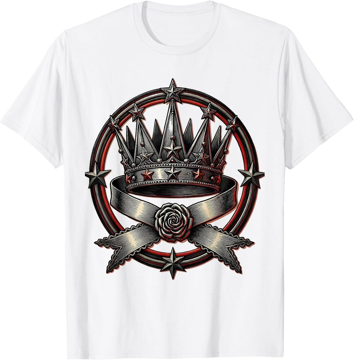 Men's Cowgirl Rodeo Queen Crown and Sash Illustration T-Shirt - White