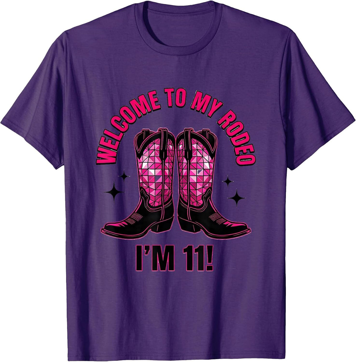Welcome To My Rodeo I'm 11 Cowgirl Disco Birthday Girl Party T-Shirt - Purple