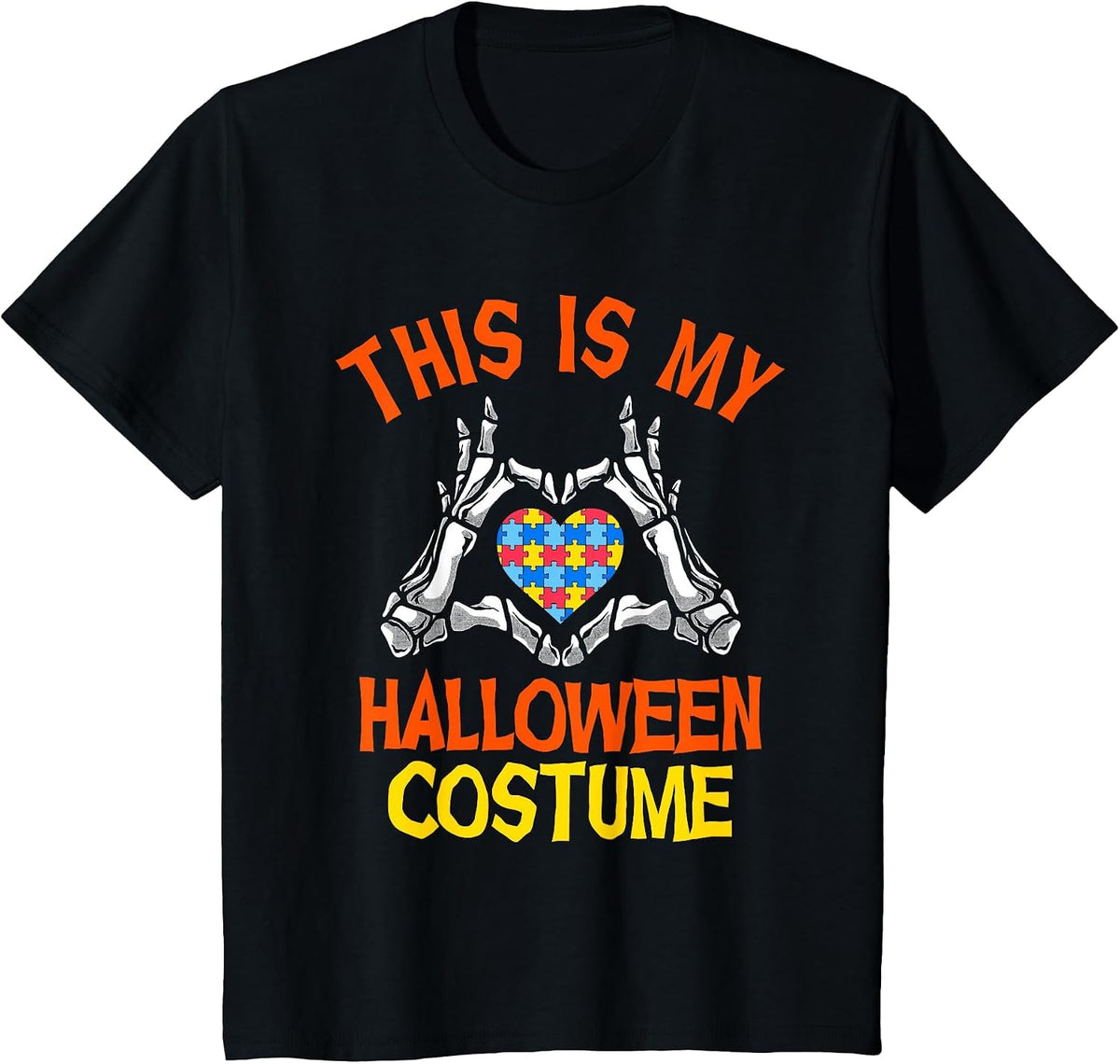 This is My Halloween Costume Funny Autism Awareness T-Shirt - Black
