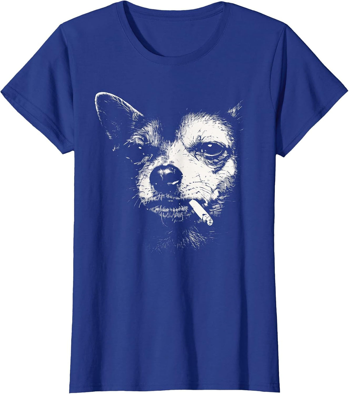 Dog Smoking Cigarette Funny Chihuahua Meme T-Shirt - Royal Blue