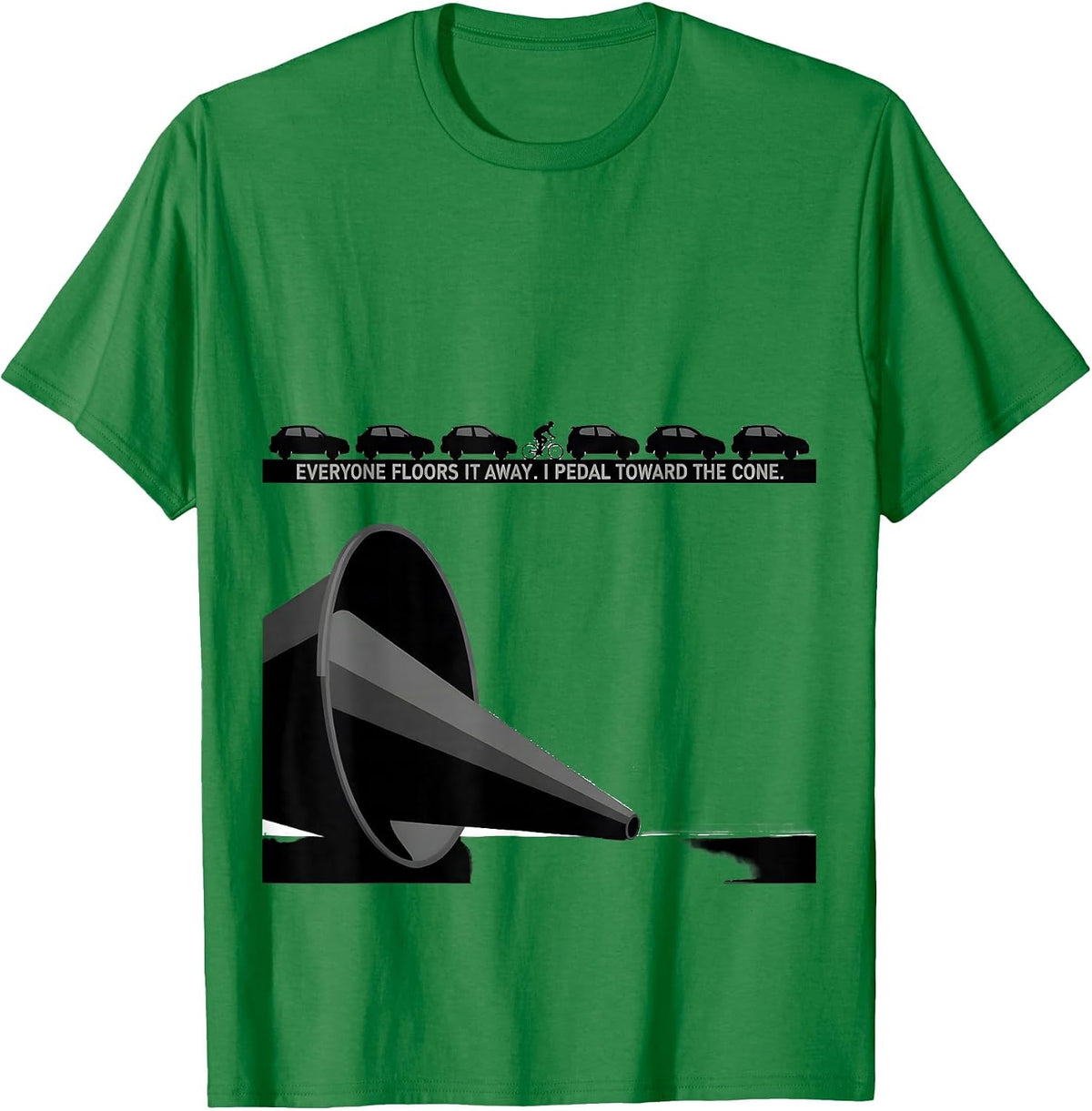 Men's Everyone Floors It Away. I Pedal Toward The Cone. Storm T-Shirt - Kelly Green