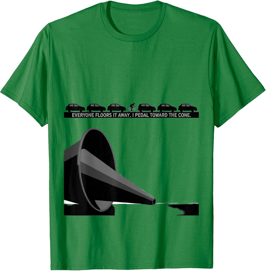 Men's Everyone Floors It Away. I Pedal Toward The Cone. Storm T-Shirt - Kelly Green