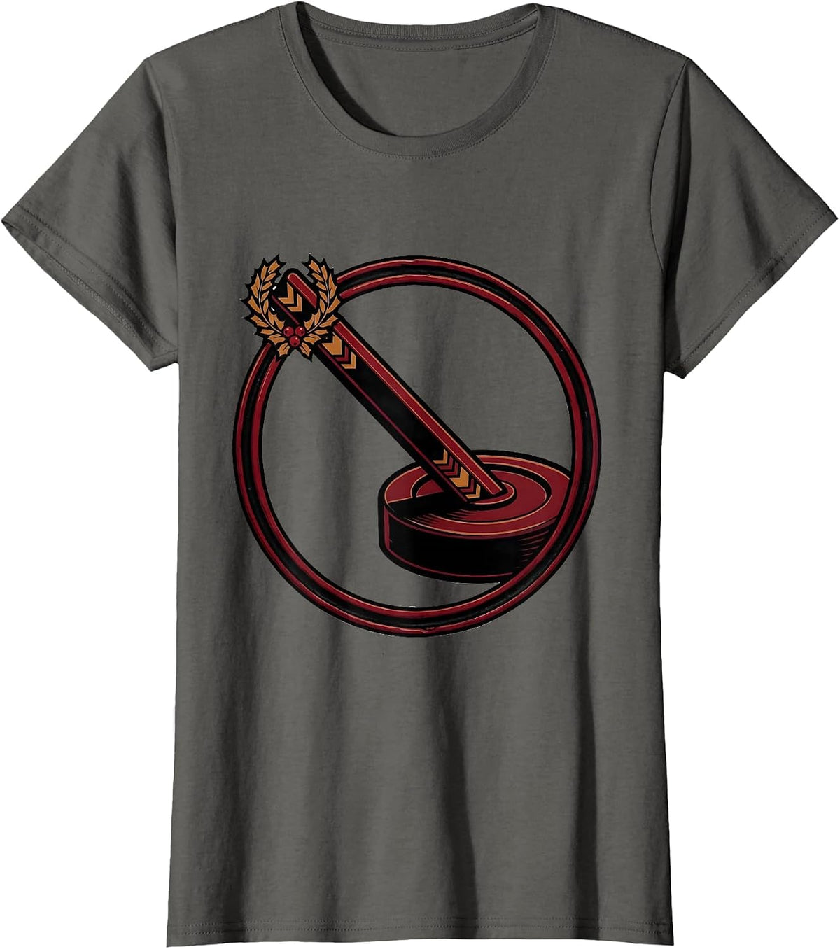 Women's Christmas Gym Workout Badge Weightlifting Humor T-Shirt - Asphalt Grey