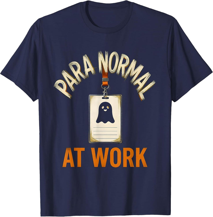 Para Normal At Work Funny Paraeducator Halloween Teacher T-Shirt - Navy Blue