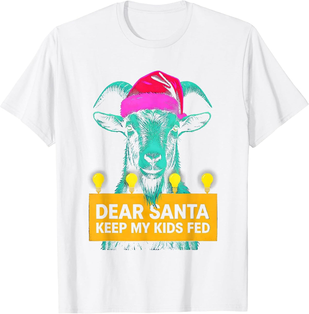 Men's Dear Santa, Keep My Kids Fed Risograph Goat Lover Christmas T-Shirt - White