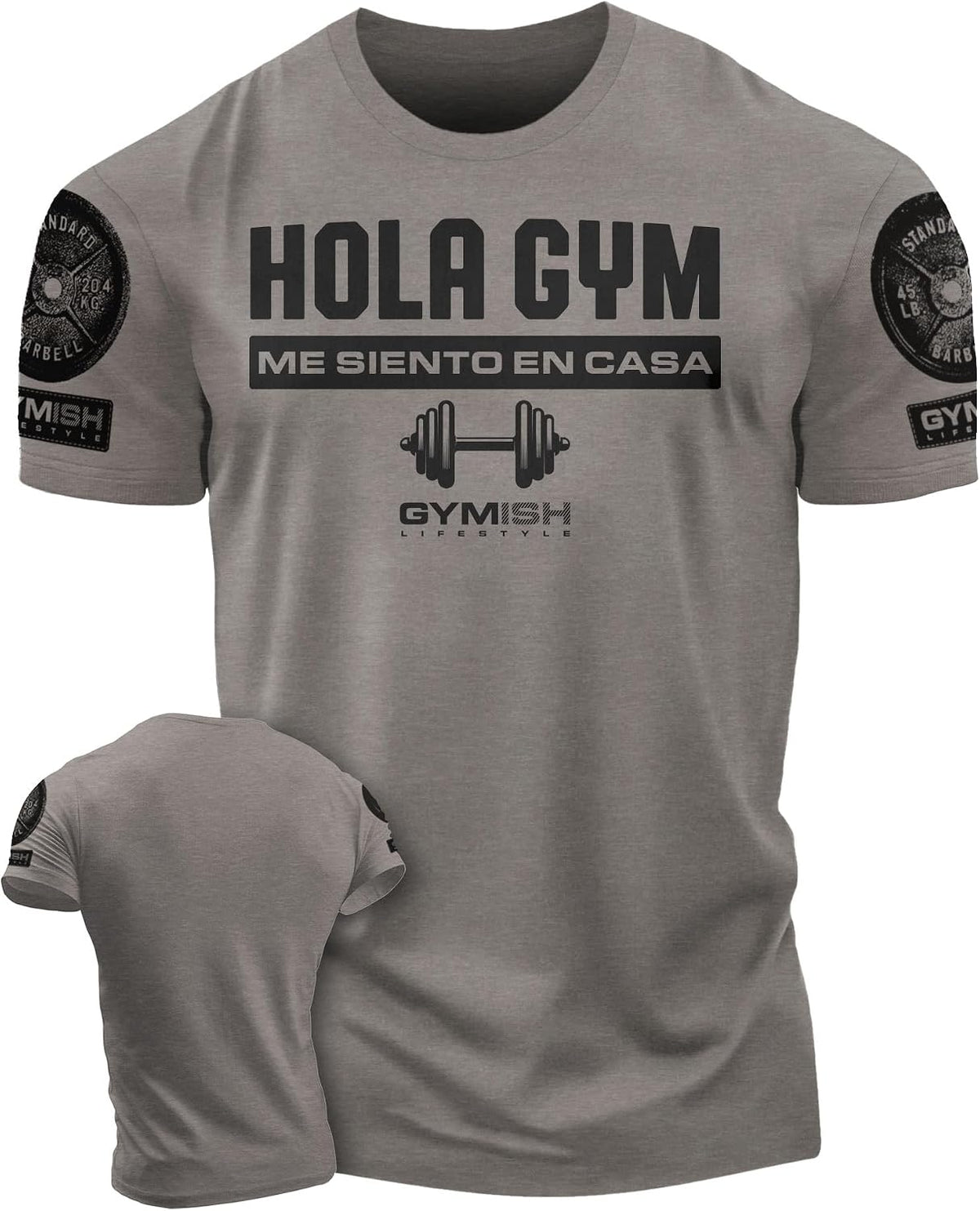 Gymish Spanish Adicto a entrenar Motivational Gift T-Shirt Workout Men's Shirt - 03. Hello Gym Warmgrey Branded