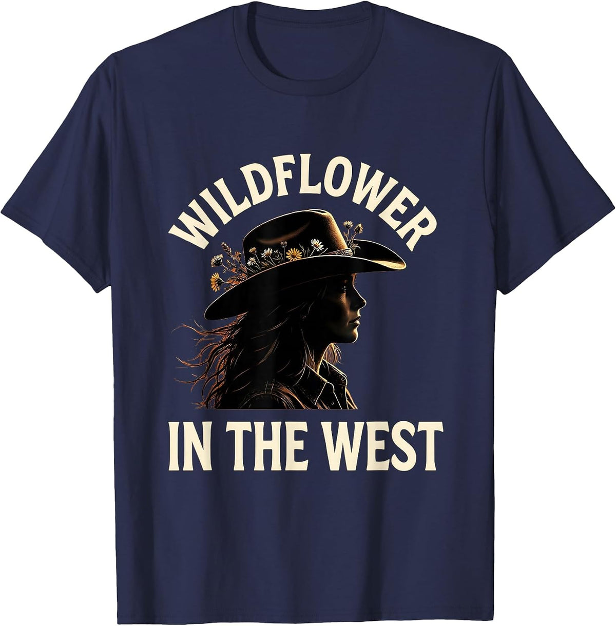 Wildflower in the West Boho Western Design T-Shirt - Navy Blue