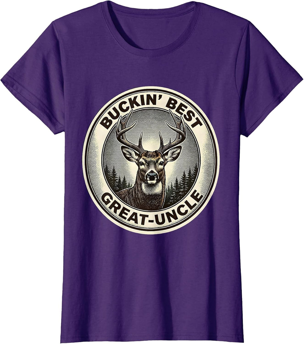 Women's Buckin' Best Great-Uncle Funny Deer Hunting Dad Humor T-Shirt - Purple
