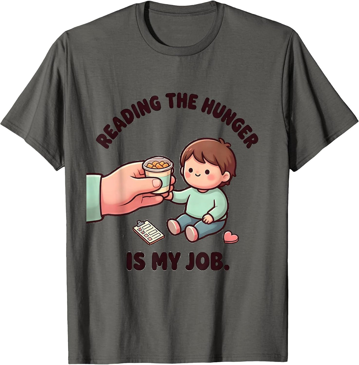 Men's Reading The Hunger Is My Job Cute Kawaii Paraeducator T-Shirt - Asphalt Grey