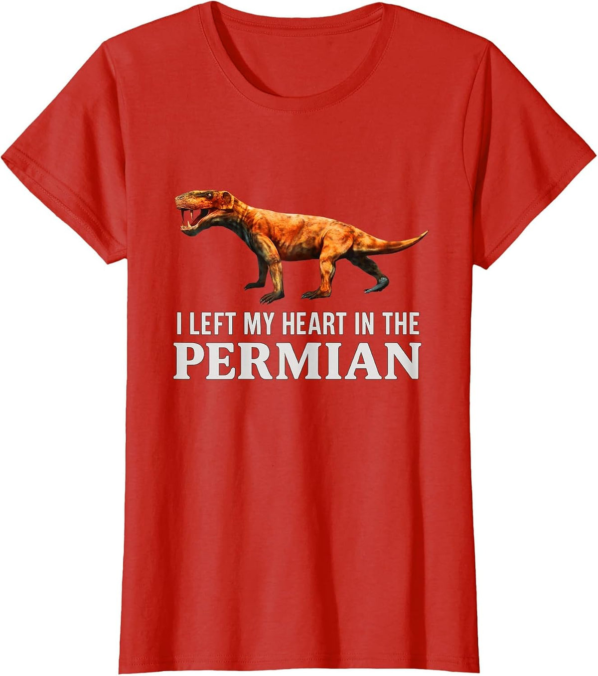 I Left My Heart in the Permian Inostrancevia Gorgonopsid T-Shirt - Red