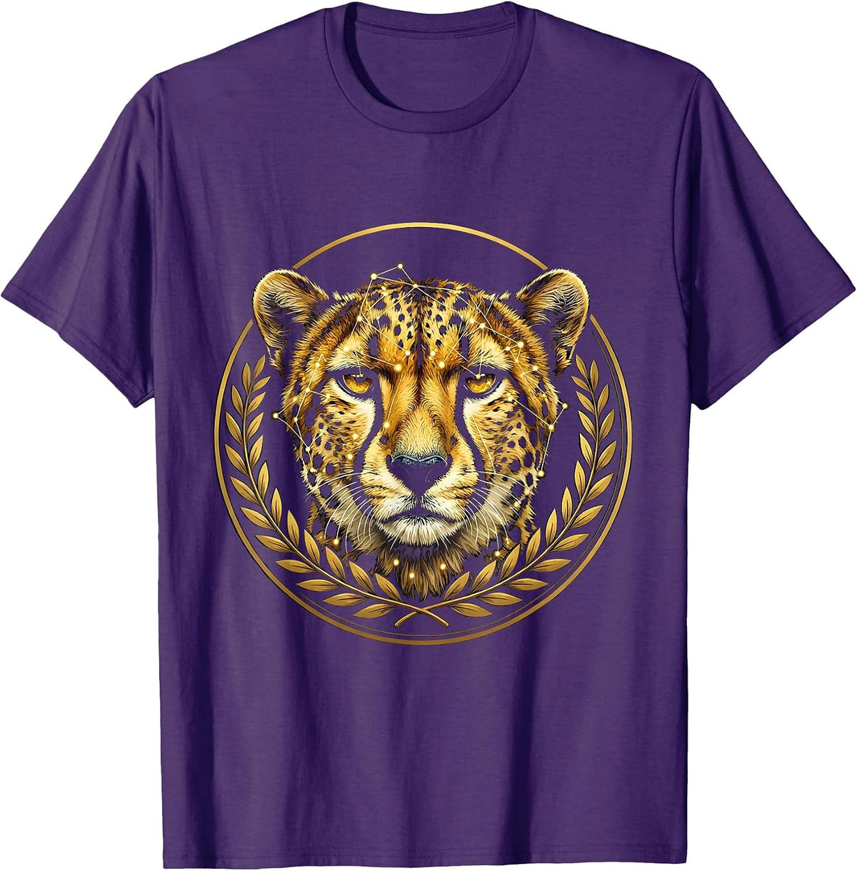 Men's Cheetah Spot Constellation Star Map Graphic T-Shirt - Purple