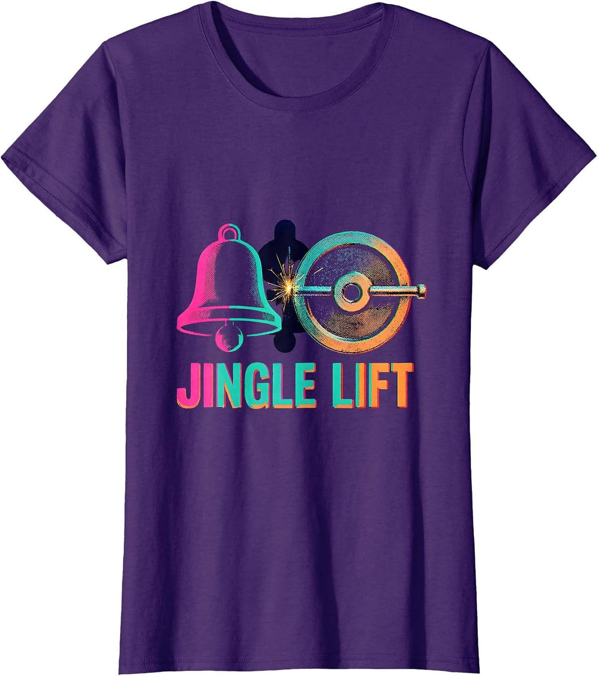 Women's Jingle Lift Risograph Funny Christmas Gym Workout Fitness T-Shirt - Purple