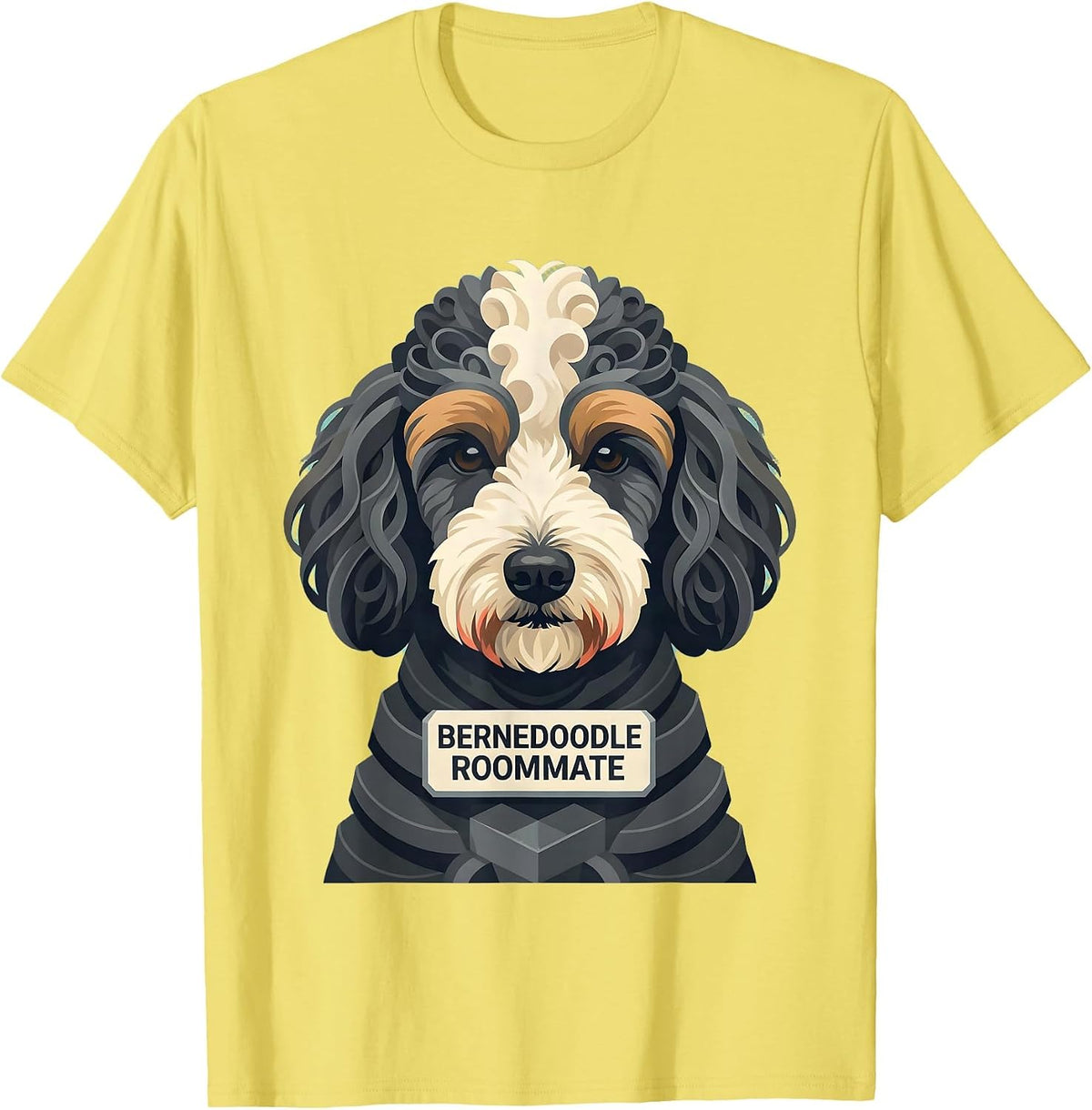Men's Bernedoodle Roommate Funny Dog Mom Dad Doodle Lover Gift T-Shirt - Lemon Yellow