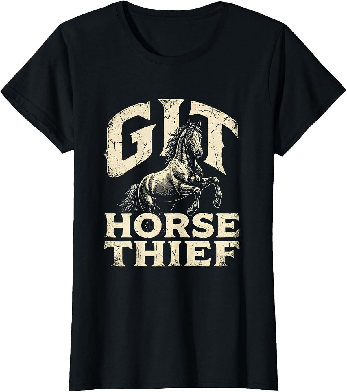 Git, Horse Thief Boho Western Cowboy Rodeo Pride T-Shirt - Black
