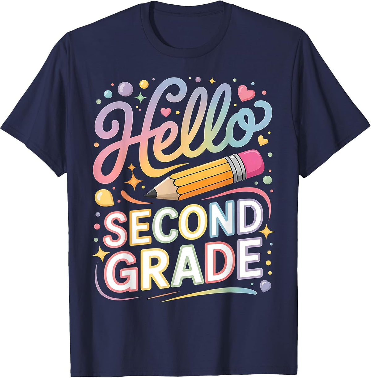 Hello Second 2nd Grade First Day of 2nd Back to School Girls T-Shirt - Navy Blue