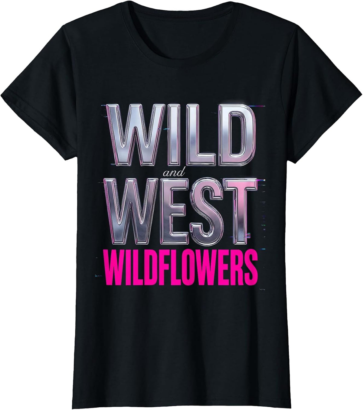 Wild West Wildflowers Western Graphic Design T-Shirt - Black