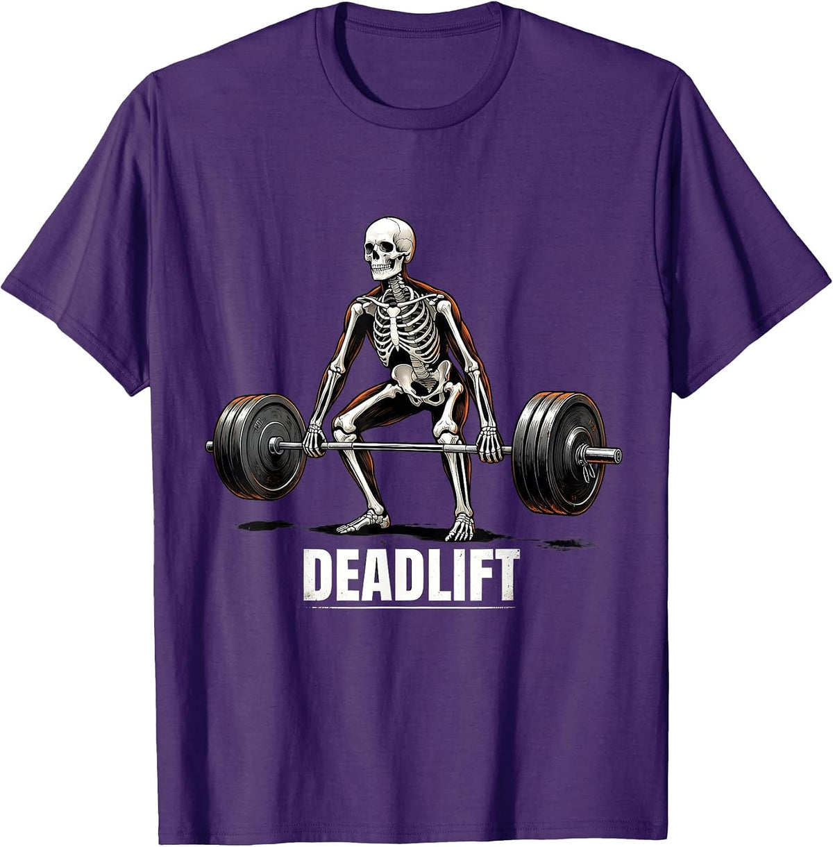 Deadlift Horror Skeleton Gym Workout Halloween Humor T-Shirt - Purple