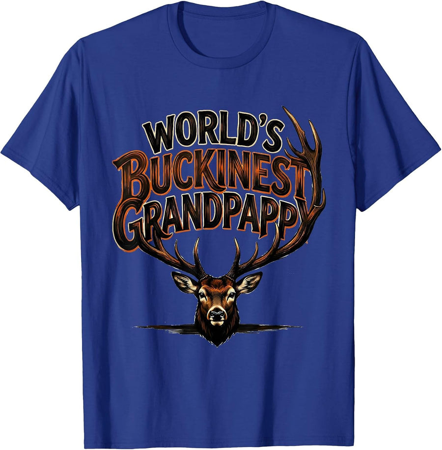 World's Buckinest Grandpappy Funny Deer Hunting Dad Joke T-Shirt - Royal Blue