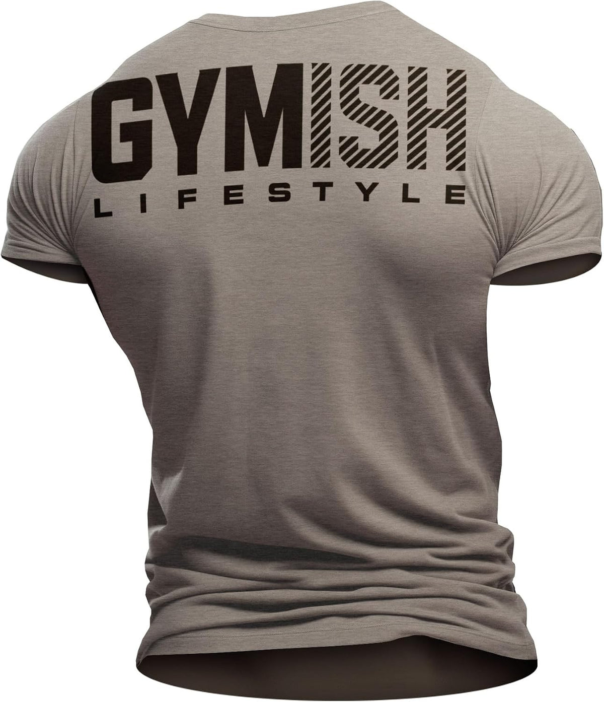 Gymish Lifestyle Mens T-Shirts Graphic Tees, Short Sleeve Sports Shirt - 3. Gymish Lifestyle Warm Grey
