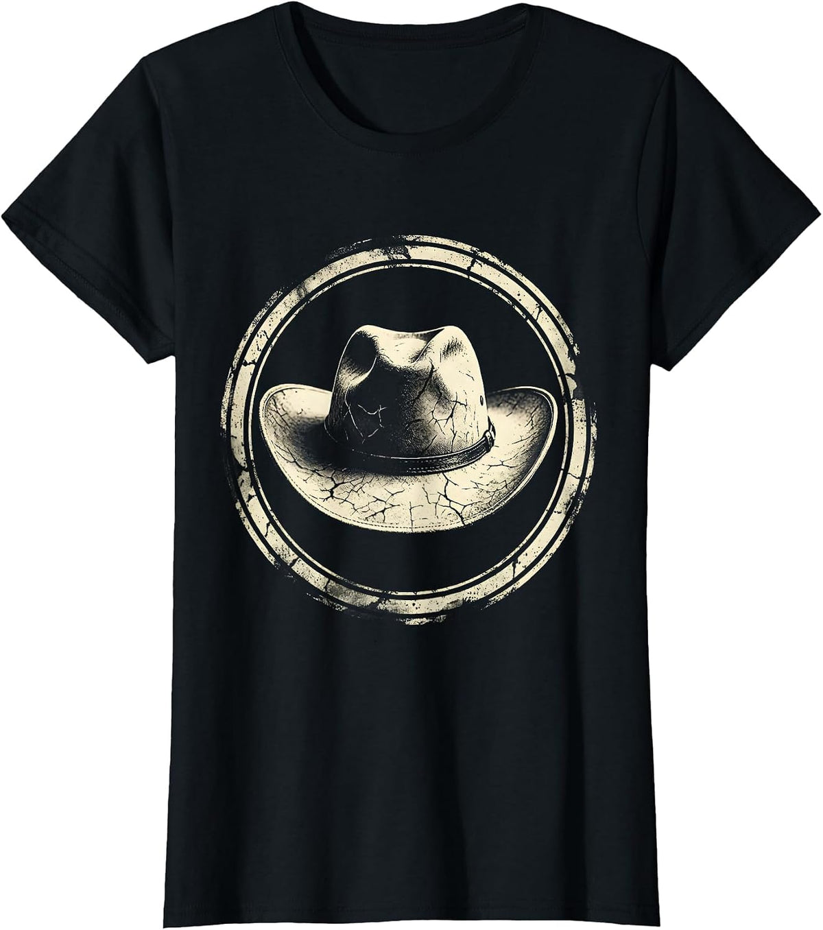 Cowgirl Hat Wildflowers Western Floral Illustration T-Shirt - Black
