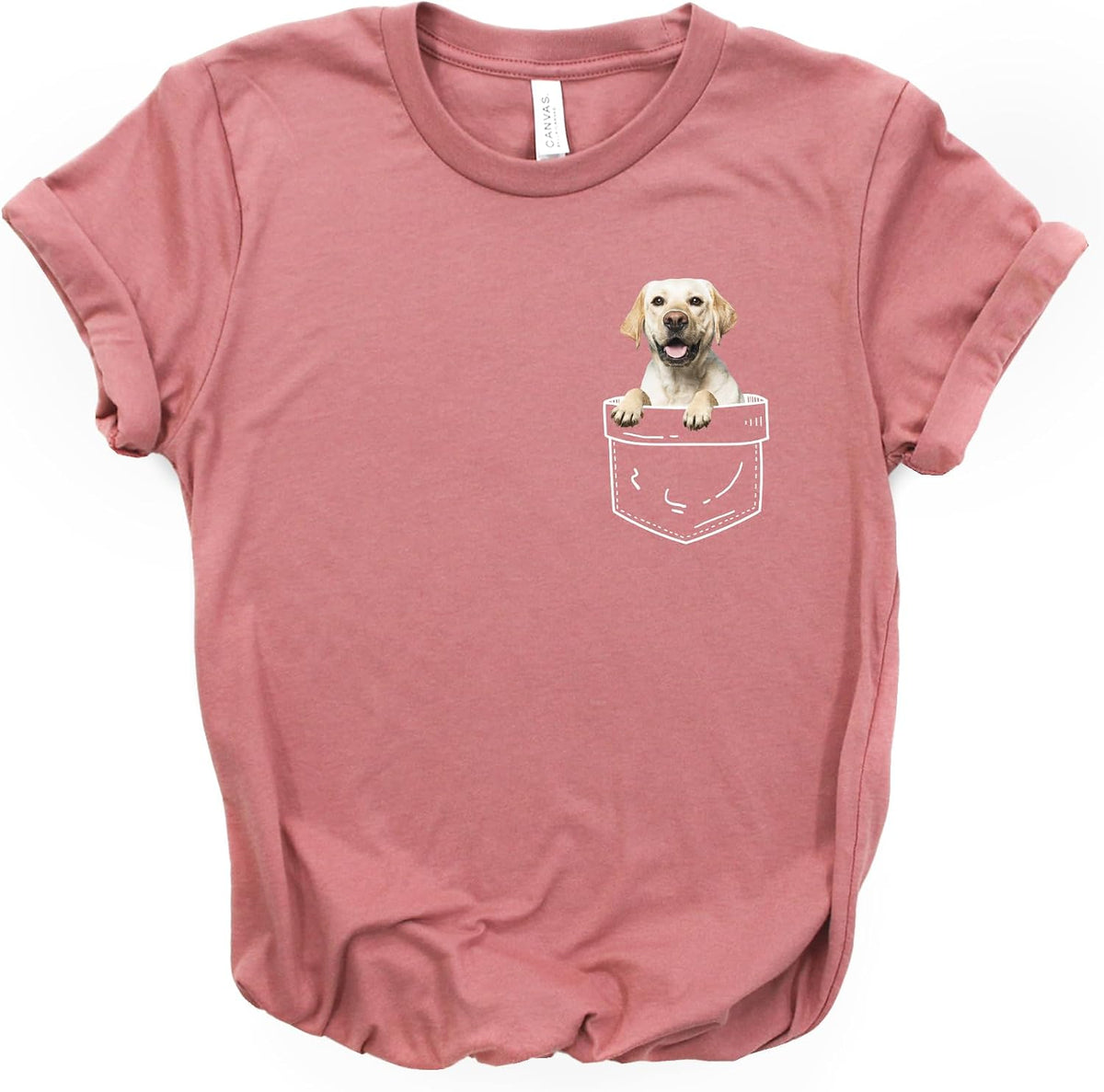 Pocket Labrador Dog Shirt, Bella Canvas® Soft-Feel Unisex Tee - Mauve