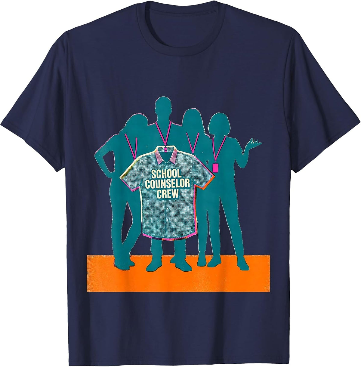 School Counselor Crew Funny School Staff Group Identity T-Shirt - Navy Blue