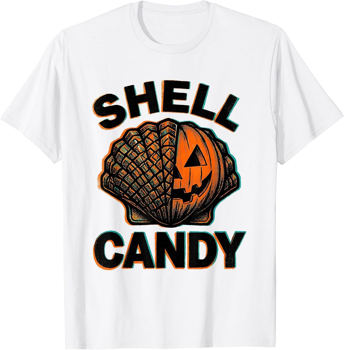 Men's Shell Candy Risograph Halloween Turtle Costume Novelty T-Shirt - White
