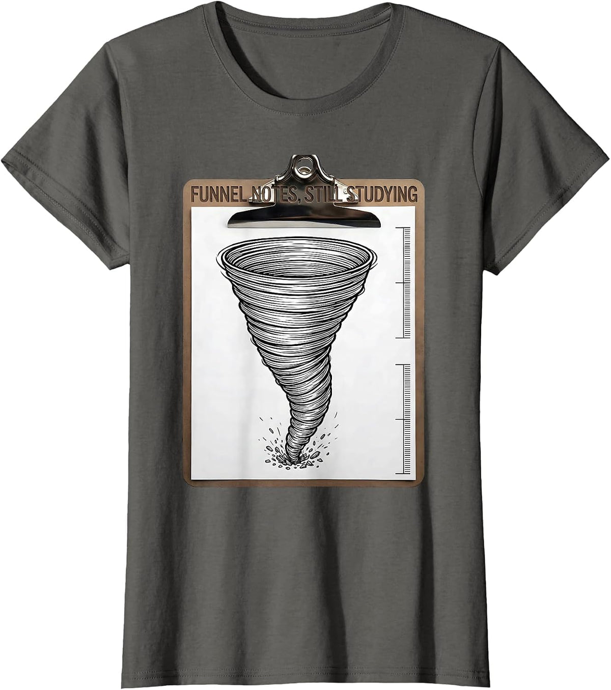 Women's Funnel Notes Still Studying Line Art Meteorology Gift T-Shirt - Asphalt Grey