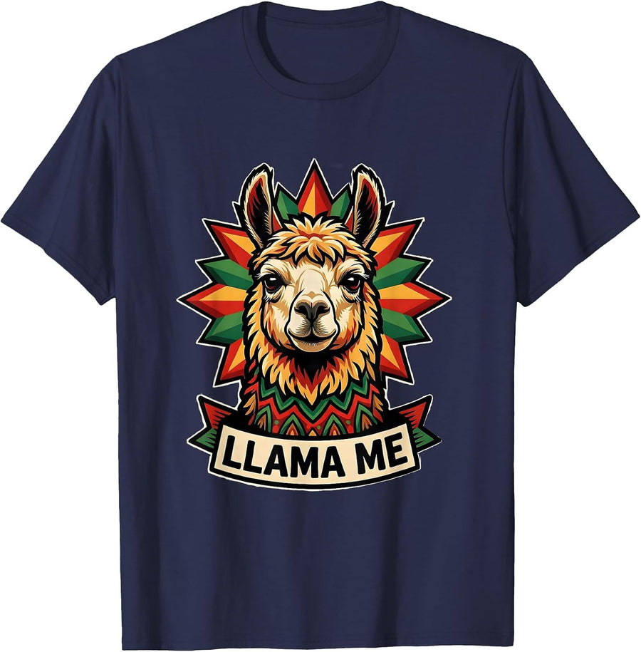 Llama Me Tattoo Funny Cinco De Mayo Spanish Pun Party Humor T-Shirt - Navy Blue