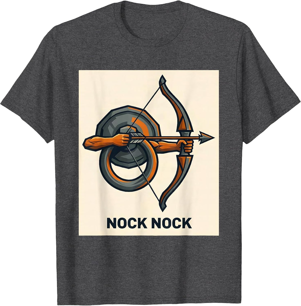 Men's Nock Nock Funny Deer Hunting Archery Hunter Dad Gift T-Shirt - Dark Heather Grey