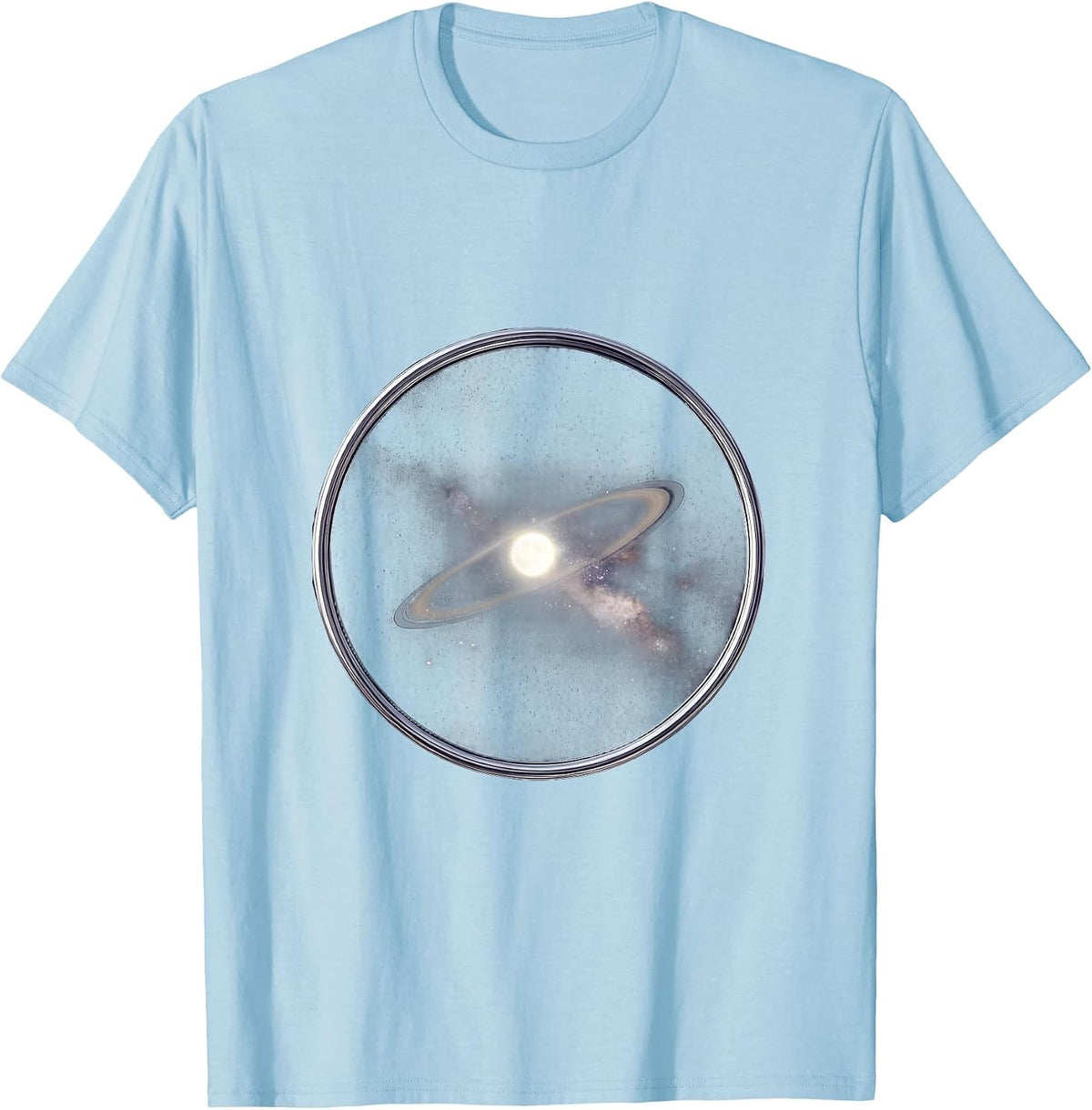 Men's Cosmic Mirror Reflecting the Universe Design T-Shirt - Baby Blue