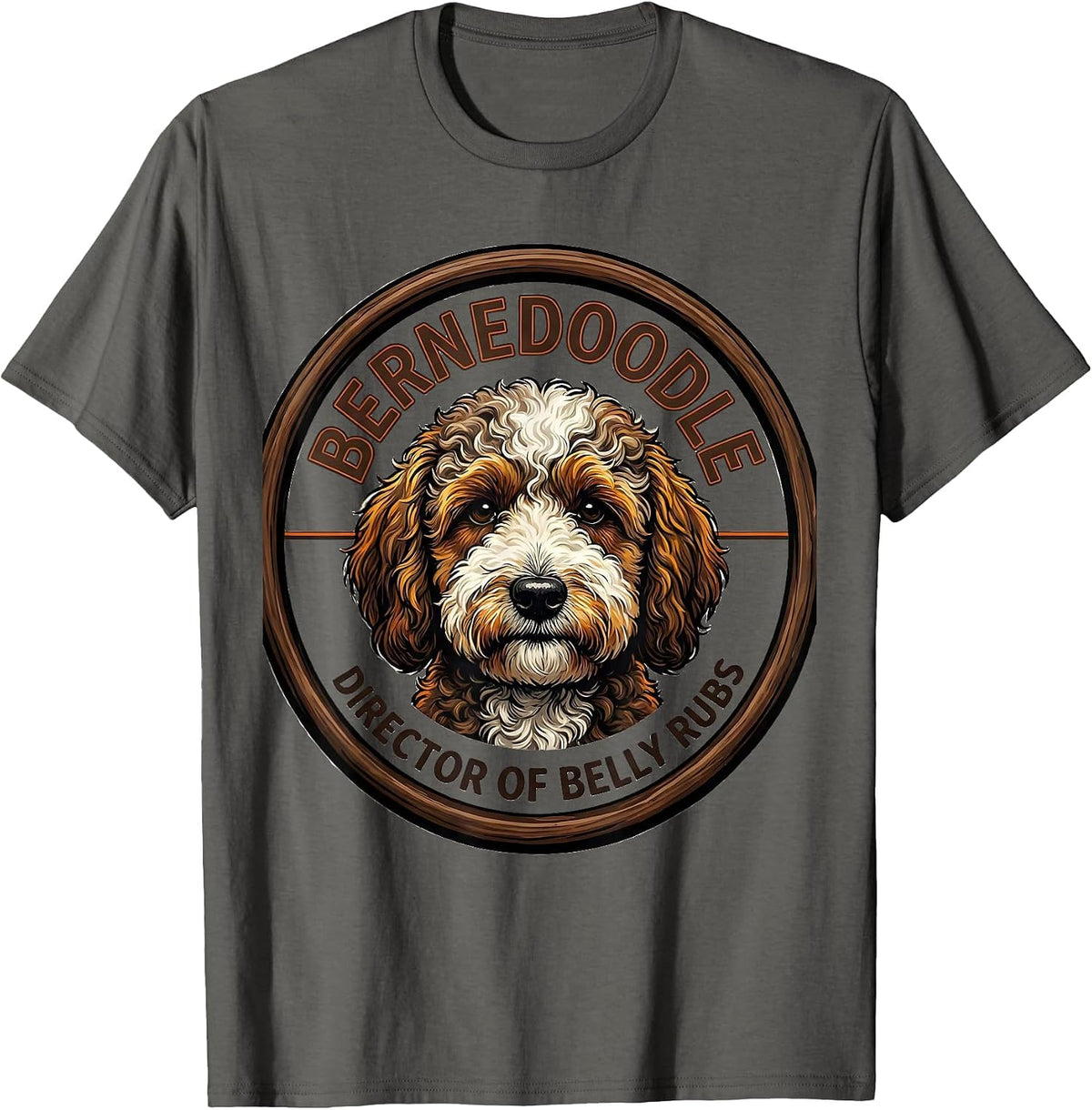 Bernedoodle Director of Belly Rubs Funny Dog Mom Dad Breed T-Shirt - Asphalt Grey
