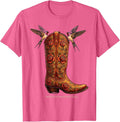 Western Wanderer Soul Women's Boho Cowgirl Design T-Shirt - Pink Heather
