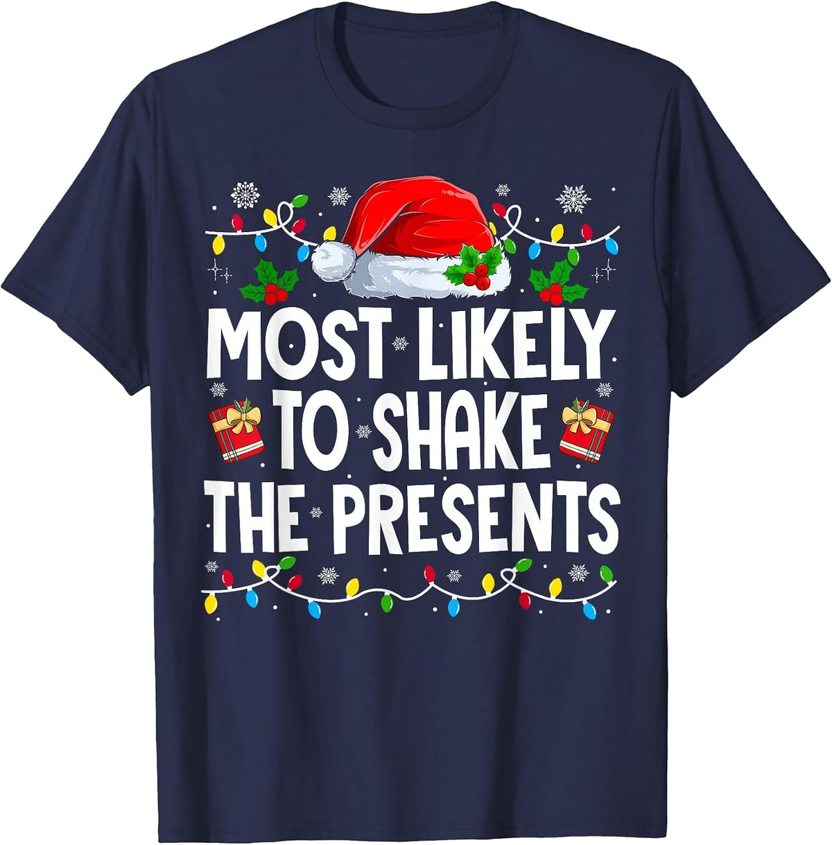 Family Matching Xmas Most Likely to Hunt Rudolph T-Shirt - Navy Blue