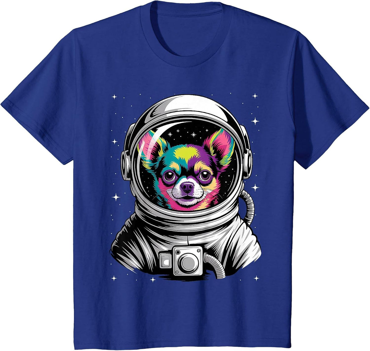 Chihuahua in Space Cute Colorful Cosmic Astronaut Funny T-Shirt - Royal Blue