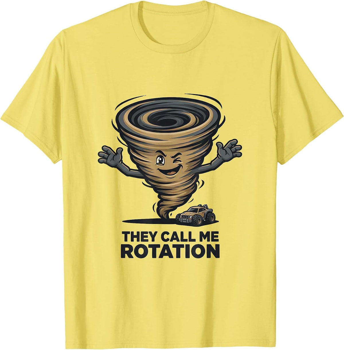 Men's They Call Me Rotation Funny Tornado Chaser Weather T-Shirt - Lemon Yellow