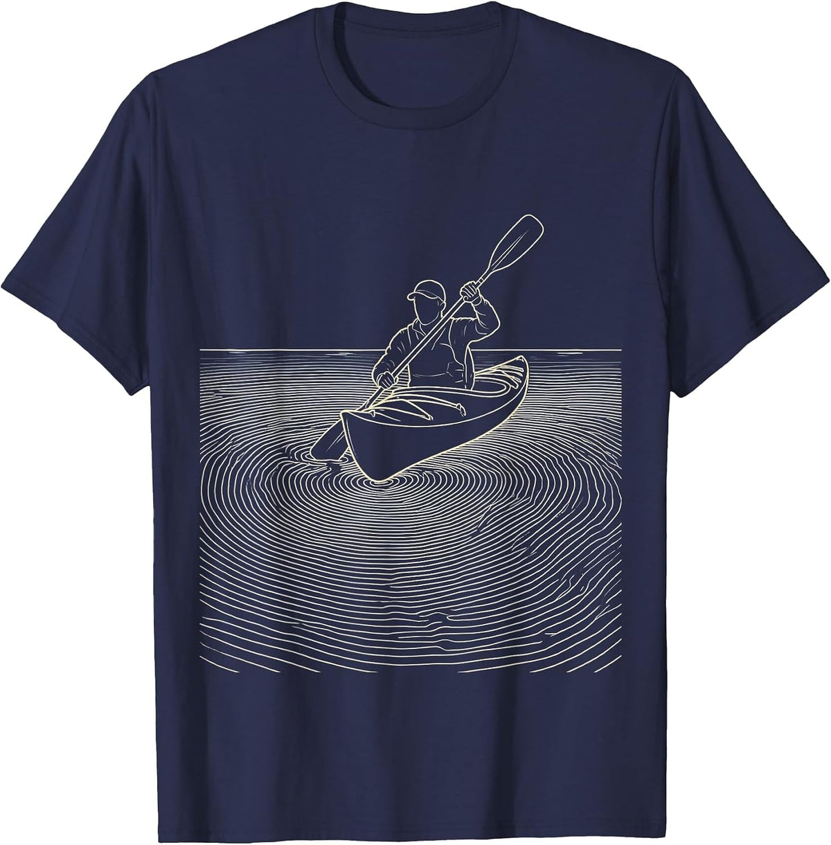 Men's Canoe Contour Funny Kayak Kayaker Gift T-Shirt - Navy Blue