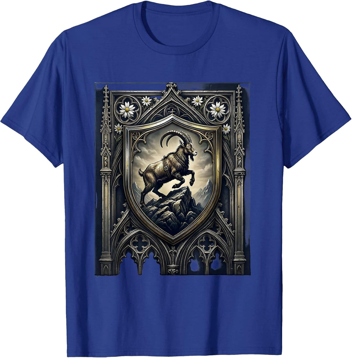 Mountain Goat Lederhosen Alpine Peak Climbing T-Shirt - Royal Blue