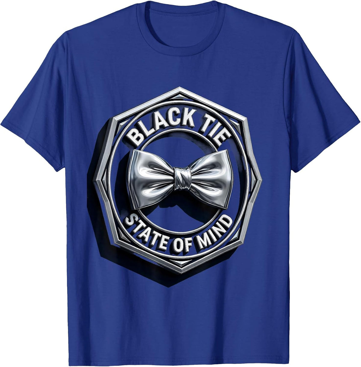 Black Tie State of Mind Tuxedo Graphic Design T-Shirt - Royal Blue
