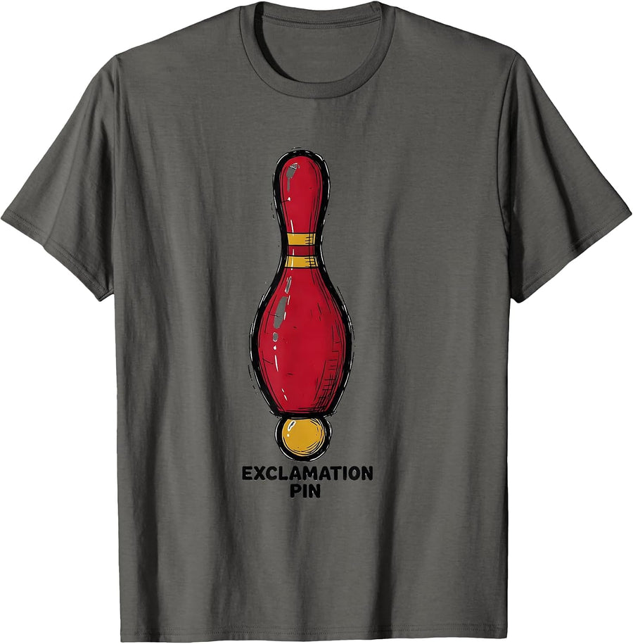 Exclamation Pin Funny Grammar Teacher English Humor T-Shirt - Asphalt Grey