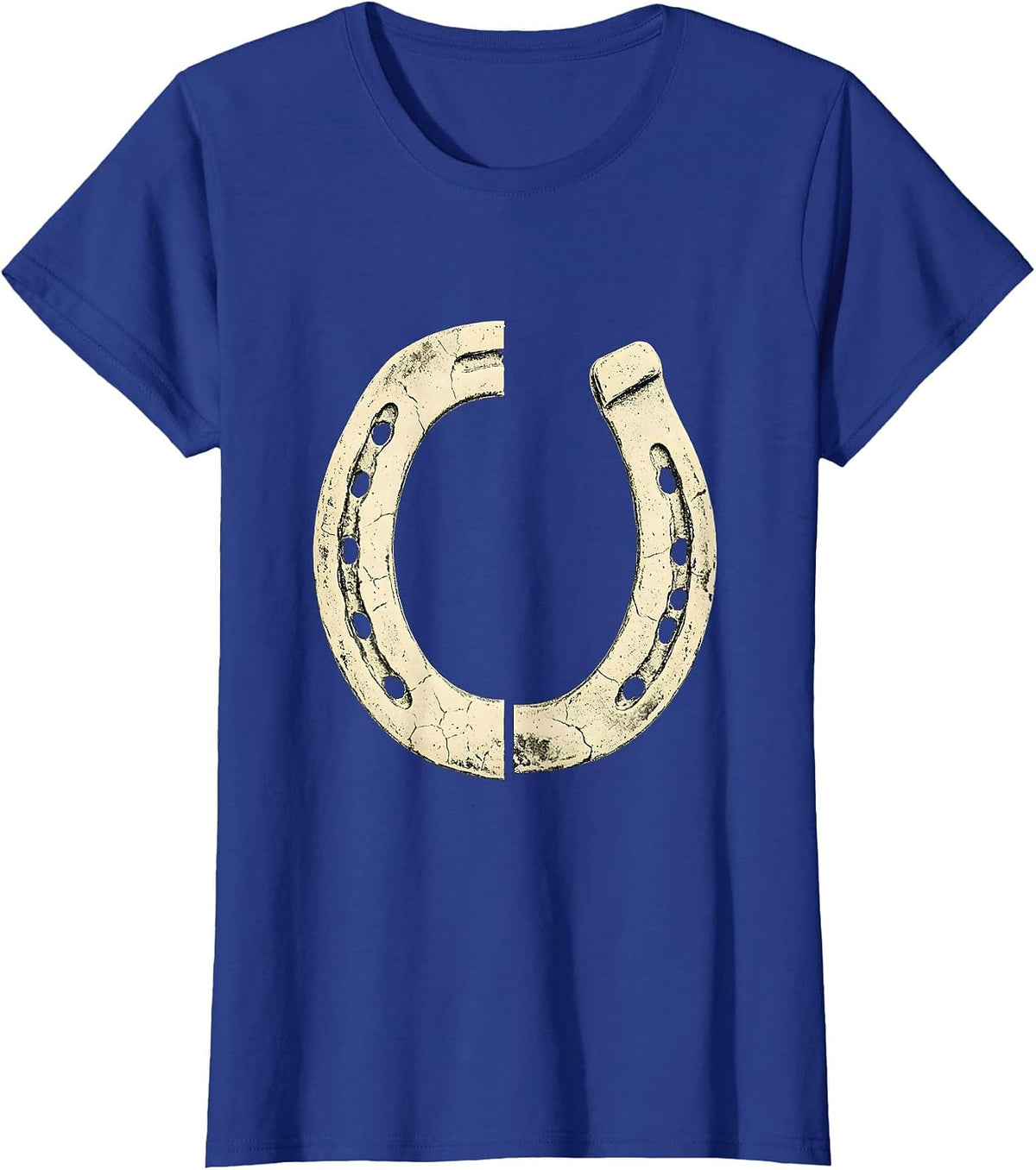 Women's Western Horseshoe Boho Western Best Friends Road Trip T-Shirt - Royal Blue