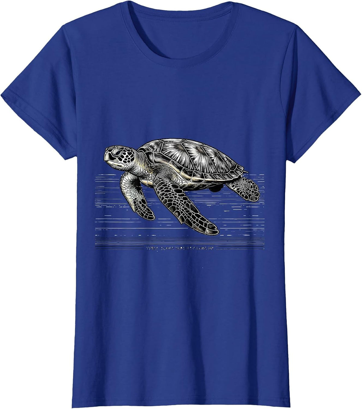 Women's Tybee Island Turtles Found Me Line Art Sea Turtle Lover T-Shirt - Royal Blue