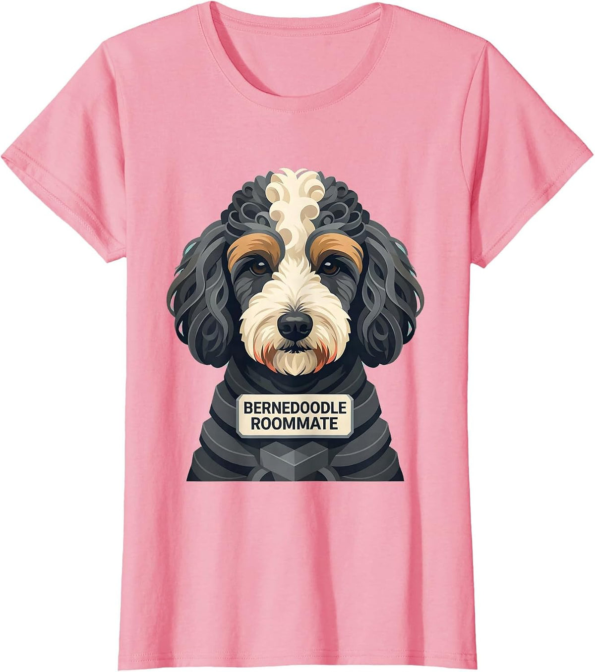 Women's Bernedoodle Roommate Funny Dog Mom Dad Doodle Lover Gift T-Shirt - Pink