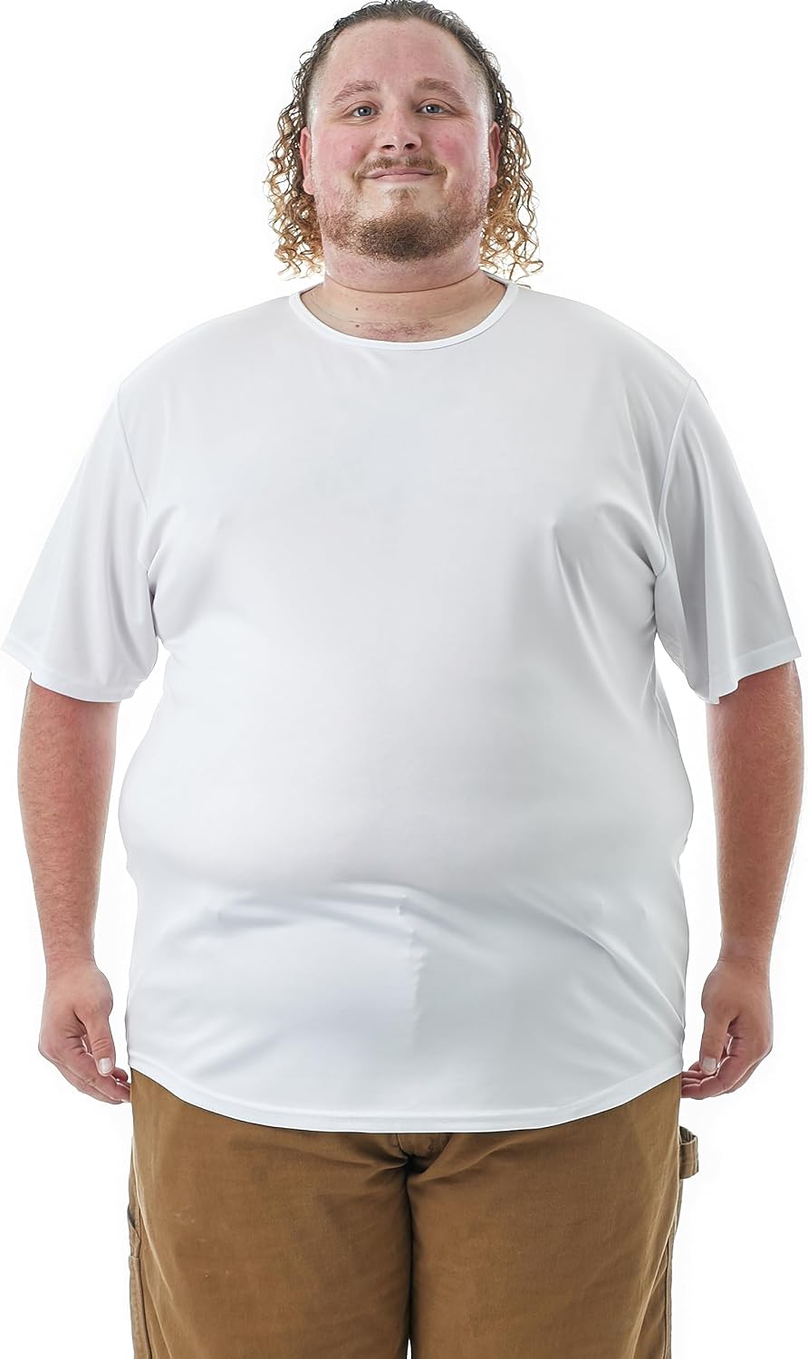 JC DISTRO Mens Hipster Hip Hop Elong Longline Crewneck T-Shirt - Mts301-premium Dryfit-big-white