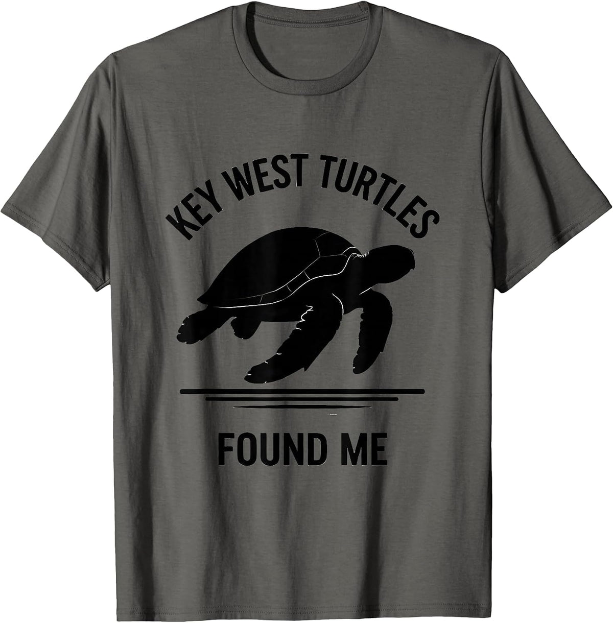 Men's Key West Turtles Found Me Silhouette Sea Turtle Lover Beach T-Shirt - Asphalt Grey